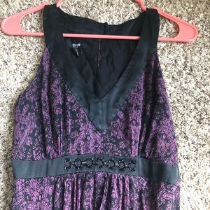 Long, purple, black sheer dress